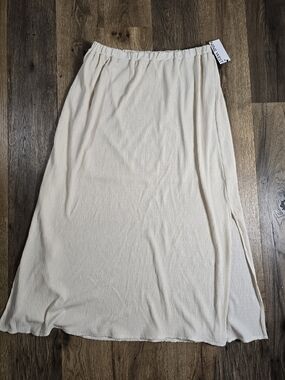 Nine West Cream Pleated Midi Skirt